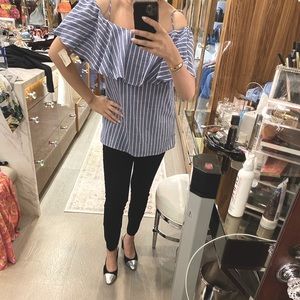 NWT Blue and White striped top size S